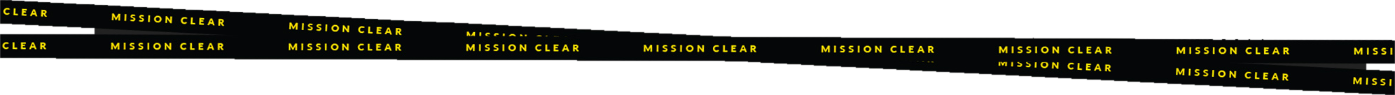 เทปตกแต่งคำเตือนที่มีข้อความ MISSION CLEAR ซ้ำกัน