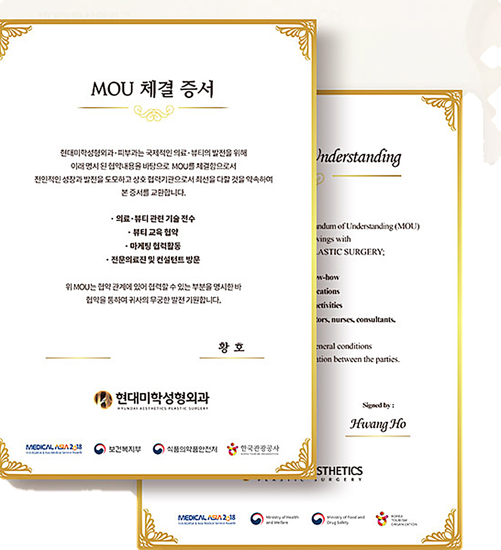 หนังสือรับรองการลงนาม MOU International Medical Beauty 2020
