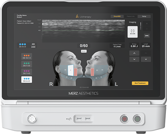 หน้าจอมอนิเตอร์อัลตราซาวด์ DeepSEE ของ Ultherapy Prime